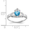 14k White Gold CZ December Birthstone Claddagh Heart Ring