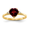 14k 7mm Heart Garnet AA Diamond ring