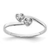 14k White Gold Polished AA Diamond heart ring