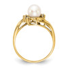 14k Gold 6mm FW Cultured Pearl VS Diamond ring