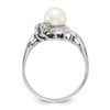 14k White 6mm FW Cultured Pearl AA Diamond ring