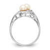 14k White Gold 4mm FW Cultured Pearl AA Diamond ring