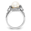 14k White Gold 7.5mm FW Cultured Pearl A Diamond ring