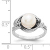 14k White Gold 7.5mm FW Cultured Pearl VS Diamond ring
