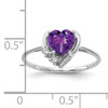 14k White Gold 6mm Heart Amethyst A Diamond ring