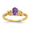 14k 6x4mm Oval Amethyst AA Diamond ring