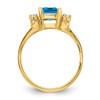 14k 8x6mm Emerald Cut Blue Topaz AA Diamond ring