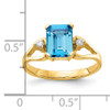 14k 8x6mm Emerald Cut Blue Topaz VS Diamond ring