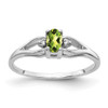 14k White Gold 5x3mm Oval Peridot AA Diamond ring