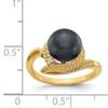 14k 8.5mm Black FW Cultured Pearl AA Diamond ring