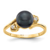 14k Gold 7mm Black FW Cultured Pearl A Diamond ring