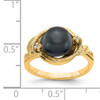 14k 7.5mm Black FW Cultured Pearl A Diamond ring