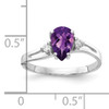 14k White Gold 7x5mm Pear Amethyst Checker A Diamond ring
