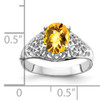 14k White Gold 8x6mm Oval Citrine Checker ring