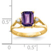 14k 8x6mm Emerald Cut Amethyst AA Diamond ring