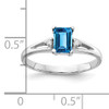 14k White Gold 6x4mm Emerald Cut Blue Topaz A Diamond ring