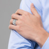 14K White Gold Diamond Men's Band