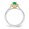 14k Two-tone Emerald and Diamond Halo Ring