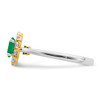14k Two-tone Emerald and Diamond Halo Ring