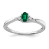 14k White Gold Created Emerald and Diamond Ring