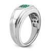 14k White Gold Emerald Mens Ring
