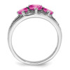 14k White Gold Cr. Pink Sapphire and Diamond Heart Ring