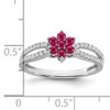 14k White Gold Ruby and Diamond Floral Ring