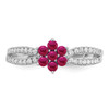 14k White Gold Ruby and Diamond Floral Ring