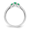 14k White Gold Emerald and Diamond 3-stone Ring