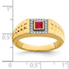 14k Square Ruby and Diamond Mens Ring
