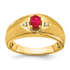 14k Oval Ruby and Diamond Mens Ring