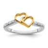 14k Two-tone Polished Double Heart Diamond Ring