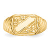 14K Gold Polished Baby Rectangle Signet w/Stripes Ring