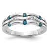 14k White Gold Blue/White Diamond Wavy Ring