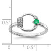14k White Polished Diamond and Emerald Circle Ring