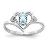 14k White Gold Aquamarine and Diamond Heart Ring 14k White Gold Aquamarine and Diamond Heart Ring