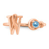 Sterling Silver/Rose-plated Letter W with Birthstone Ring