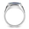 14k White Gold Enameled Synthetic Stone Mens Masonic Ring