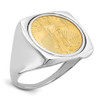 Wideband Distinguished Coin Jewelry 14k White Gold Men's Polished Square Shaped Mounted 1/10oz American Eagle Coin Bezel Ring