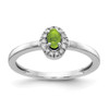 14k White Gold Diamond and Oval Cabochon Peridot Ring