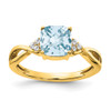 14k Checkerboard Aquamarine and Diamond Ring