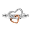 14k White/Rose Gold Diamond Double Heart Ring