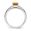 14k White Gold Emerald-cut Citrine and Diamond Ring