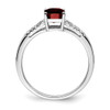 14k White Gold Emerald-cut Garnet and Diamond Ring