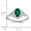 14k White Gold Oval Created Emerald and Diamond Ring