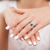 14k White Gold Oval Created Emerald and Diamond Ring