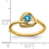 14k Blue Topaz Triangle Ring