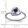 14k White Gold Created Sapphire Triangle Ring