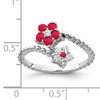 14k White Gold Polished Ruby and Diamond Floral Ring