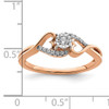 14k Rose Gold Polished Side Hearts Diamond Ring